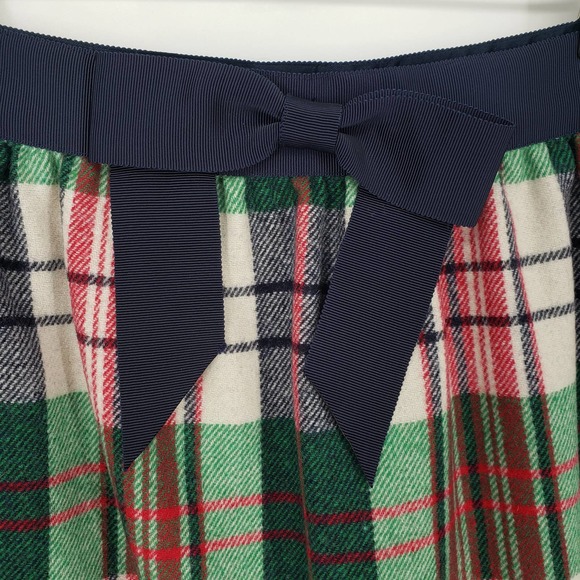 Vineyard Vines Tartan Plaid Bow Mini Skirt 6 Wool Blend Bow Accent Green Red NWT - Picture 5 of 10